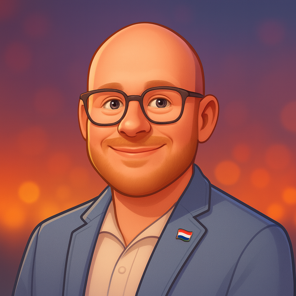 Illustrative portrait of Robert with NL pin